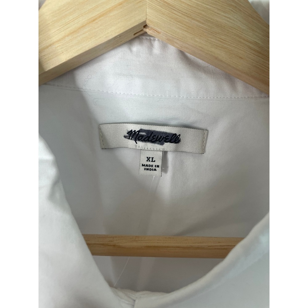 Madewell The Signature Y-Neck Shirt Poplin White Button Down Womens XL NX631 - Picture 6 of 11